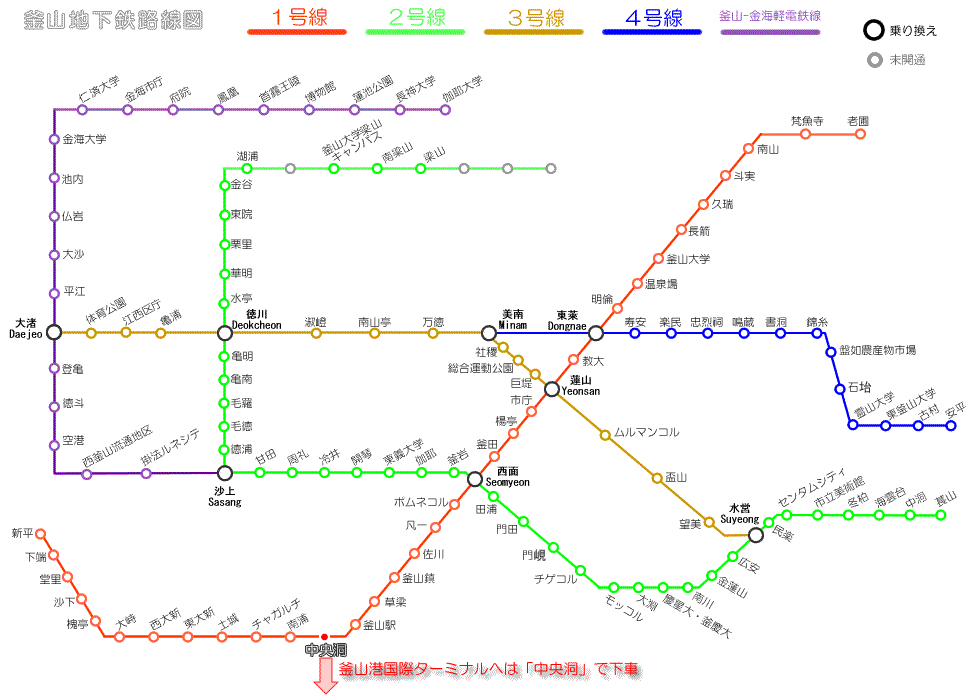 釜山地下鉄路線図